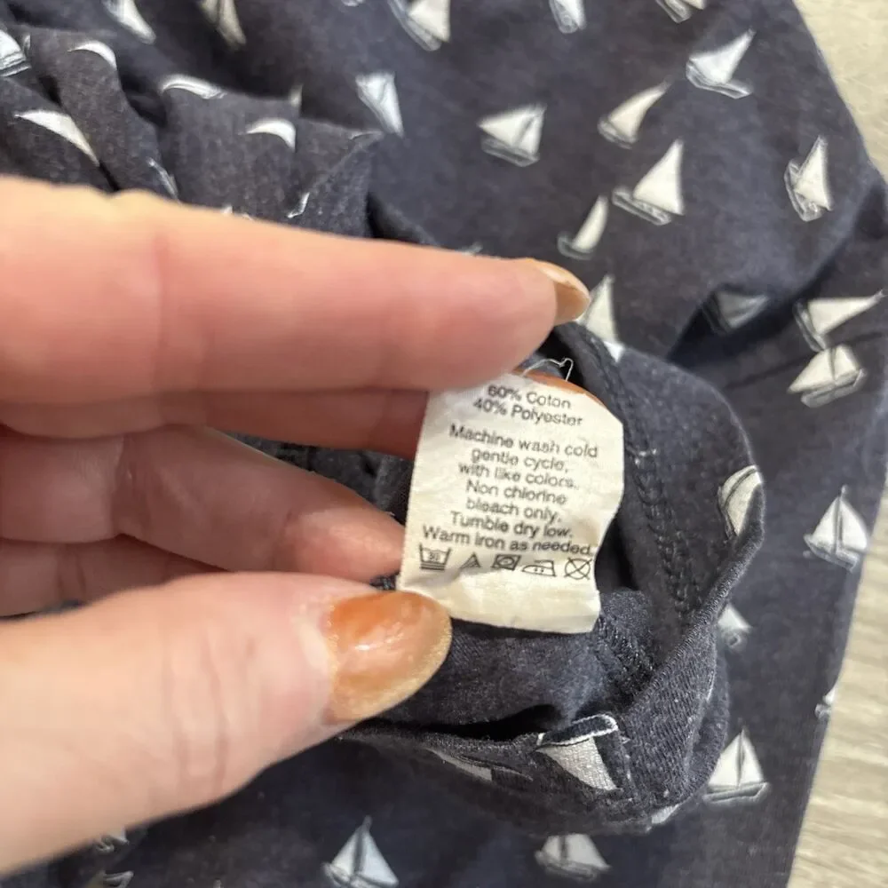 J. Crew Slim Washed Sailboat Print Pocket T Shirt Crew Neck Men's Extra Small XS